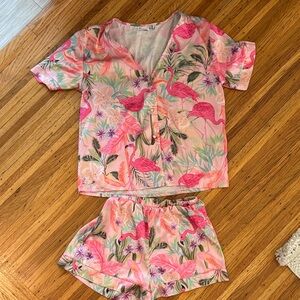 Flamingo Print Pajama Set